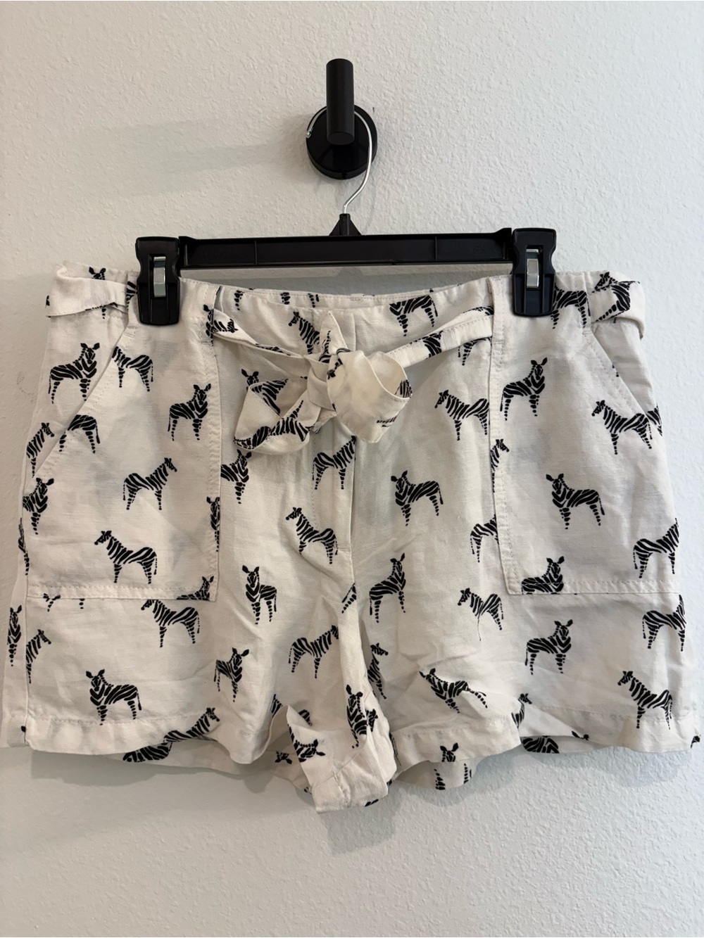 NWT LOFT White Zebra-Print High-Waist Tie-Waist Shorts